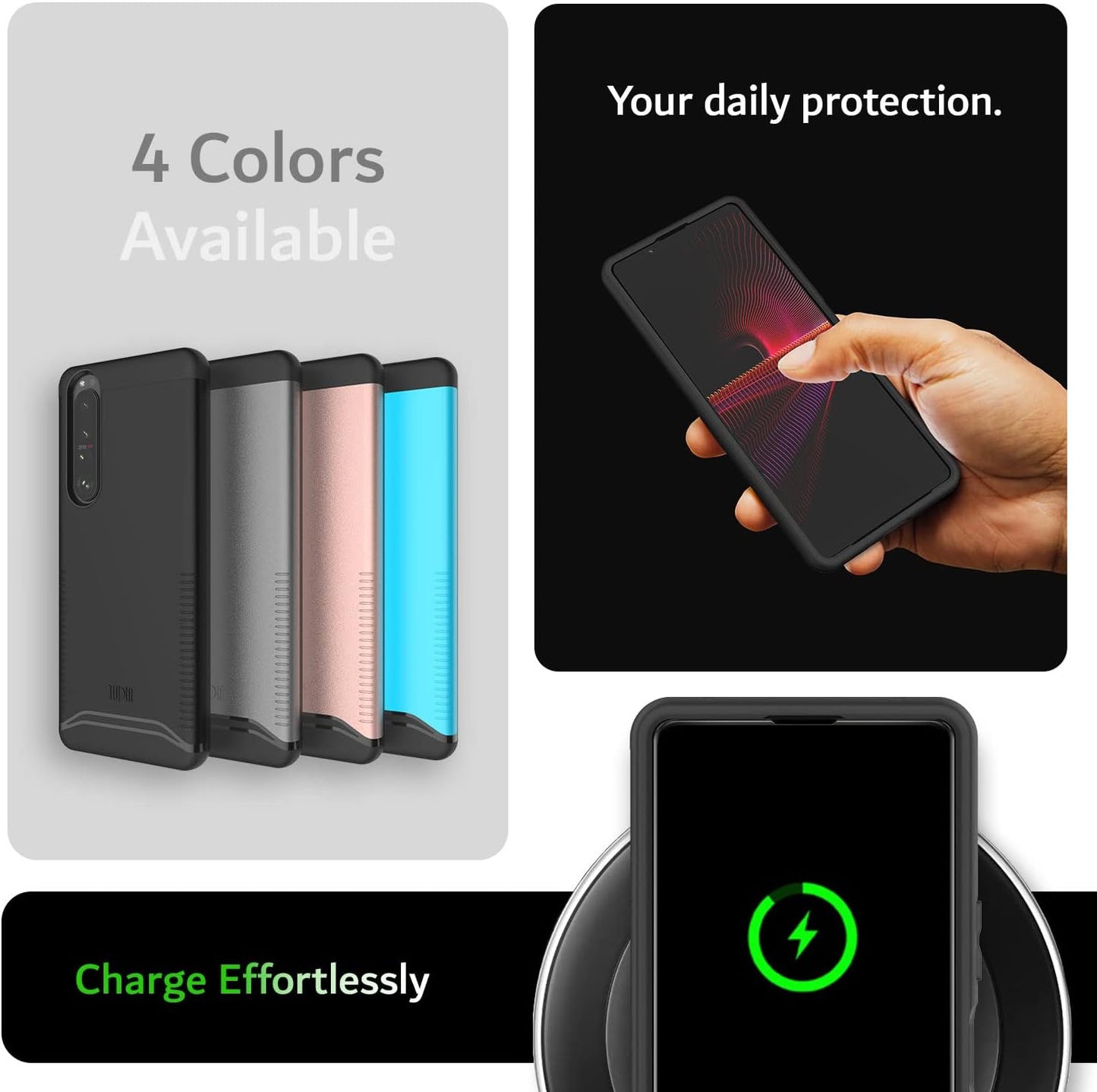 TUDIA Dualshield Designed for Sony Xperia 1 III Case (2021), [Merge] Shockproof Tough Dual Layer Hard PC Soft TPU Slim Protective Case - Matte Black  TUDIA   