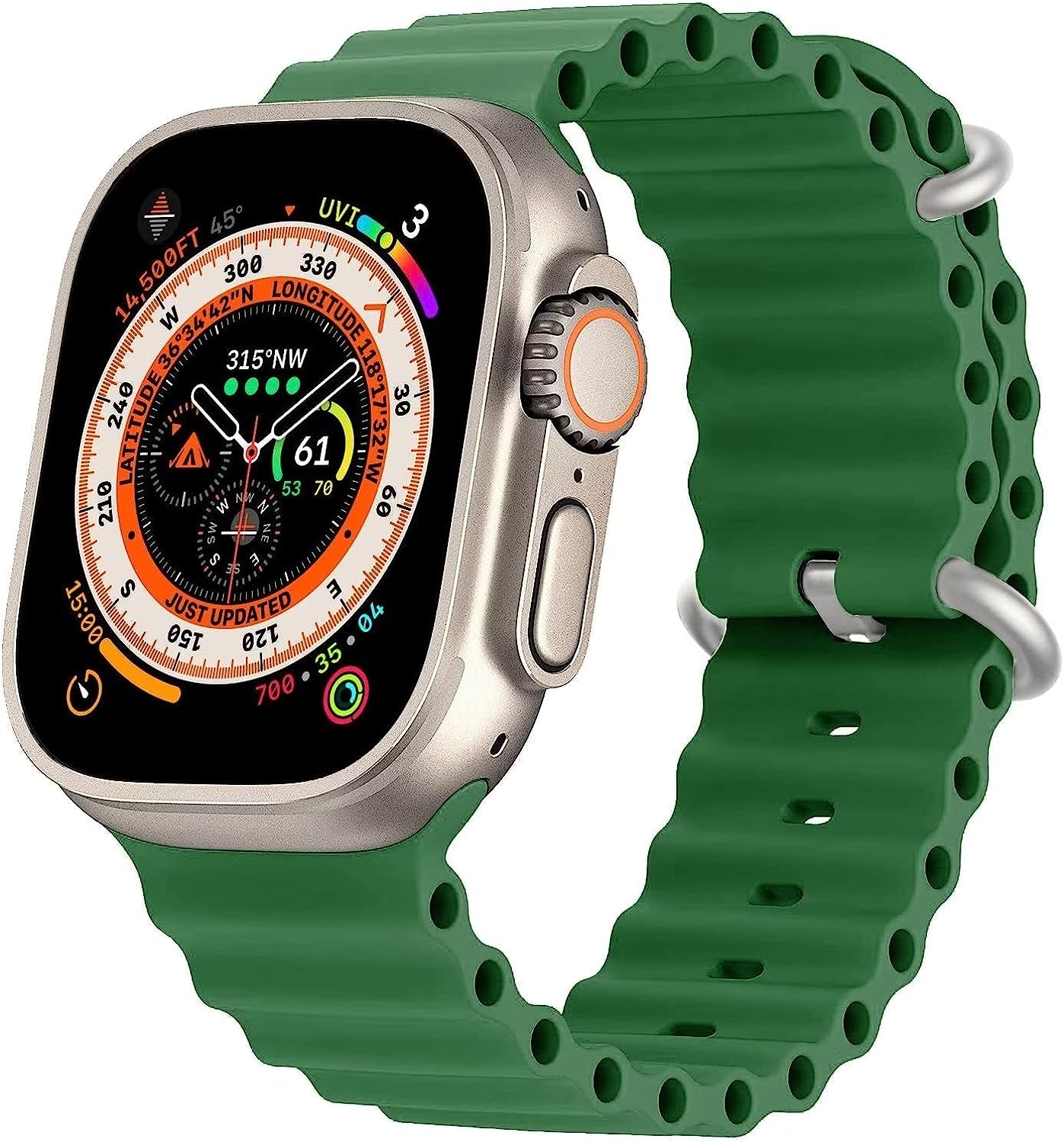Ocean Band Compatible for Apple Watch Band Adjustable Sports Strap for Apple Watch Series Ultra/8/7/6/5/4/3/2/1/Se Compatible with 42Mm 44Mm 45Mm 49Mm Case Size  Lushan Green  