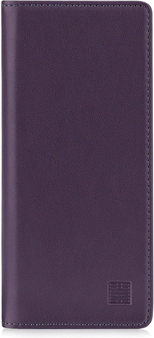 32Nd Classic Series 2.0 - Real Leather Book Wallet Case Cover for Sony Xperia 5 III (2021), Real Leather Design with Card Slot, Magnetic Closure and Built in Stand - Aubergine  32ndShop   