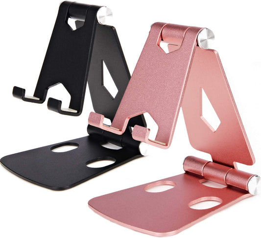 JIUCAIE 2Pack Cell Phone Stand for Angle Height Adjustable Desk Sturdy Aluminum Metal Cute Phone Holder for Iphone,Ipad, Mobile Phone, All Android Smartphone,Desktop  JIUCAIE   