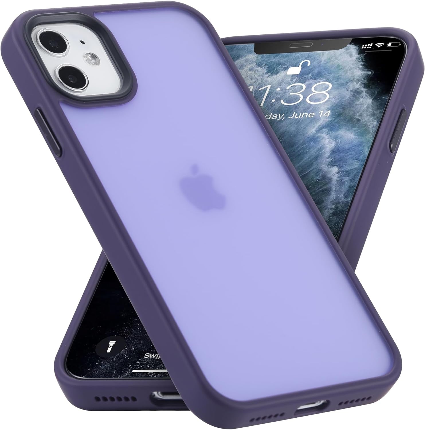 Yriklso for Iphone 11 Magnetic Case, Built in Magnets Compatible with Magsafe, Translucent Matte Hard PC Back Cover + Soft TPU Frame Slim Bumper Case for Iphone 11 （6.1"）,Black  Yriklso Purple  