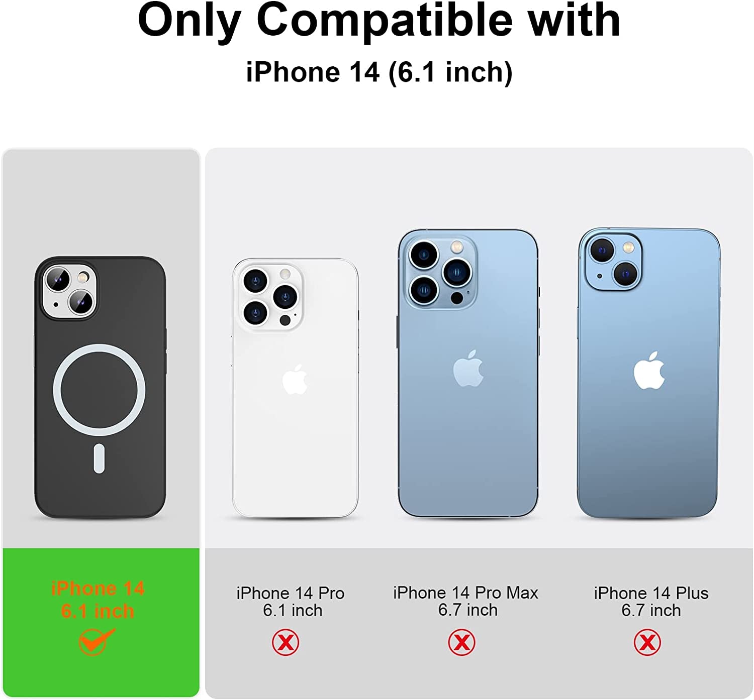 Zapica Liquid Silicone Magnetic for Iphone 14 Case, [Compatible with Magsafe] [With 2 Pack Glass Screen Protector] Anti-Scratch, Shockproof, Slim Soft Phone Case for Iphone 14, 6.1 Inch (Black)  zapica   