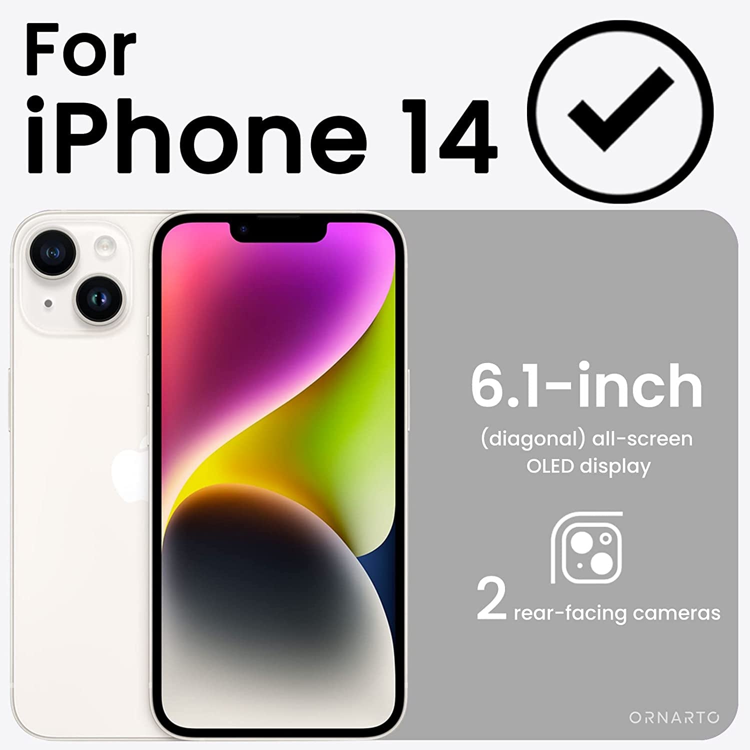 ORNARTO Compatible with Iphone 14 Case 6.1, Slim Liquid Silicone 3 Layers Full Phone Covered Soft Gel Rubber Case Protective Phone Cover 6.1 Inch-Baby Yellow  ORNARTO   