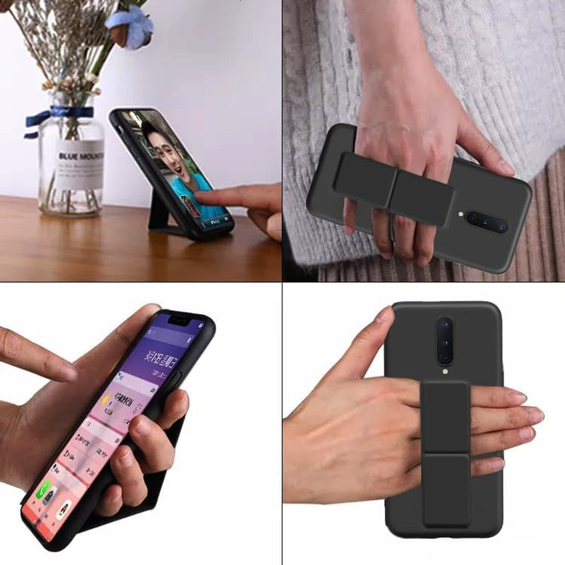 Case for Oneplus 8 2020 Phone Case, Stand Case with Tempered Glass Screen Protector Hidden Folding Kickstand Shockproof Protective Cover Silicone TPU Phone Case for Oneplus 8 - Black  Sitikai   