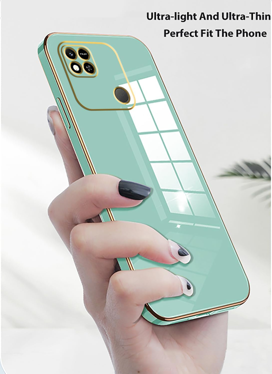 Tiwinxing Compatible with Redmi 10A Case for Women, Ultra Soft Shockproof Cute Plating Electroplate Protective Case TPU Bumper Phone Case for Xiaomi Redmi 10A (Green)  Tiwinxing   