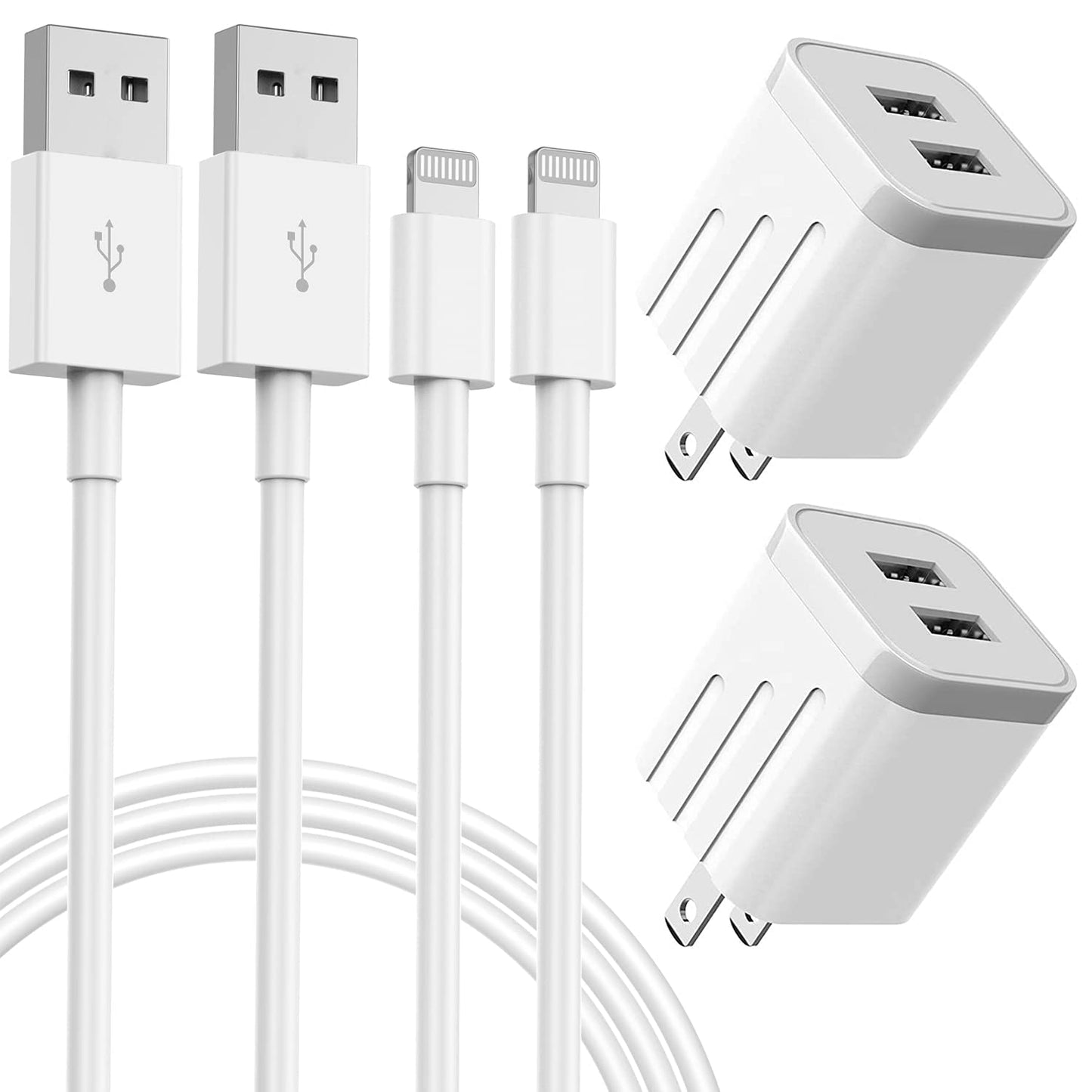 Iphone Fast Charger,Usb Wall Charger 2Pack[Apple Mfi Certified] Dual Port USB Wall Charger Block Plug with Long 6FT Fast Charging Lightning Cable Cord for Iphone 14 13 12 11 Pro Max XS X 8 7 plus Ipad  GOOD EVER TRADING LTD White 6ft 