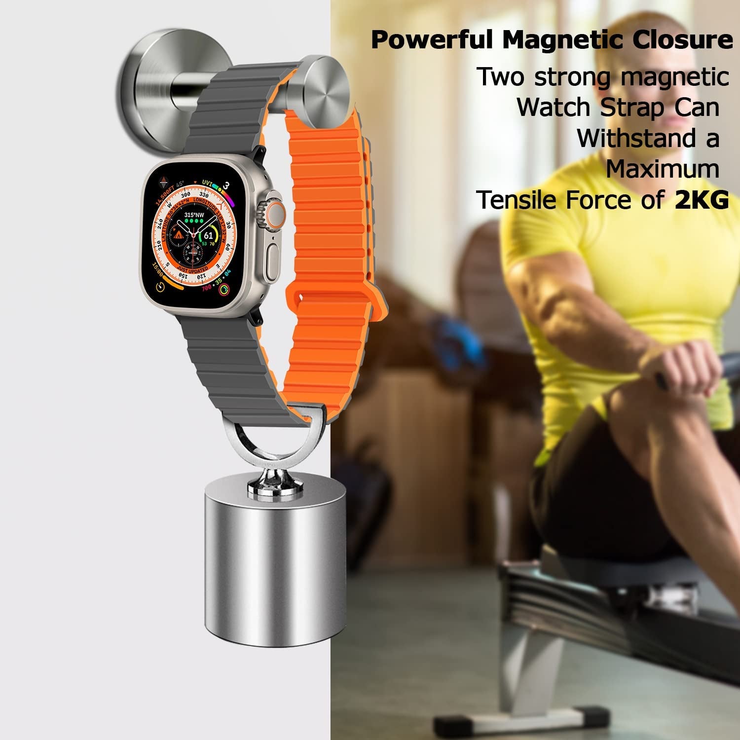 Tasikar Compatible with Apple Watch Band 49Mm 45Mm 44Mm 42Mm Silicone Magnetic Loop Bands [Double Sided Wearable] Designed for Apple Watch Ultra Series 8 7 (45Mm) SE 6 5 4 (44Mm) 3 2 1 (42Mm), Grey Orange  Tasikar   