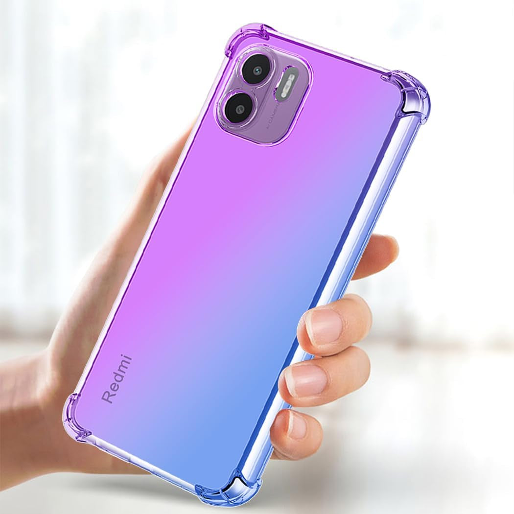 Gufuwo Case for Redmi A1 Case, Redmi A2 220733SI Cute Case Girls Women, Gradient Slim anti Scratch Soft TPU Phone Cover Shockproof Protective Case for Xiaomi Redmi A1 (Purple/Blue)  Gufuwo   