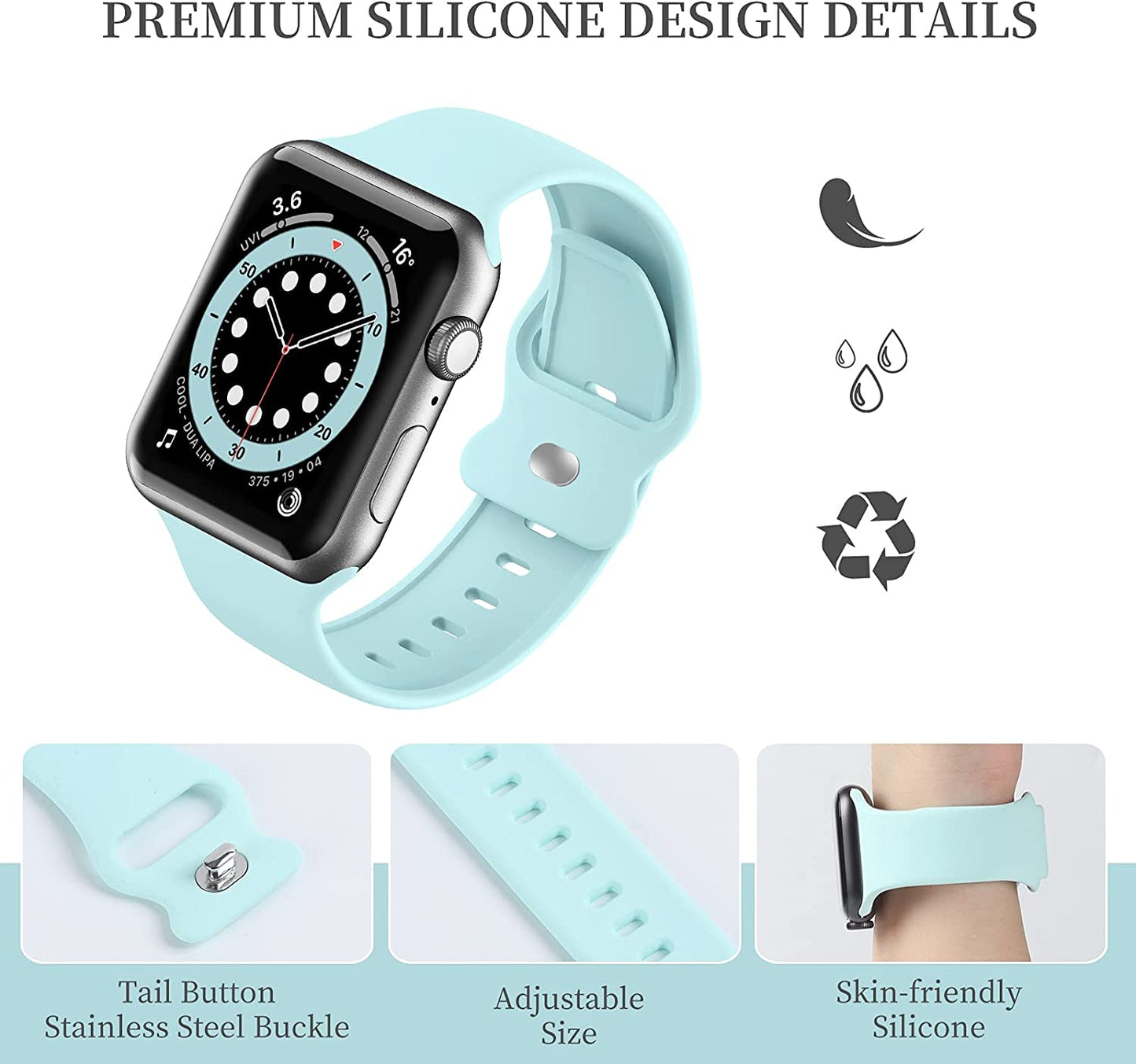 Upgrade Bands Compatible with Apple Watch Band 42Mm 44Mm 45Mm for Women Men-Soft Silicone Replacement Sport Watch Strap for Iwatch SE Series 7 6 5 4 3 2 1-Wristband  Gleiven   