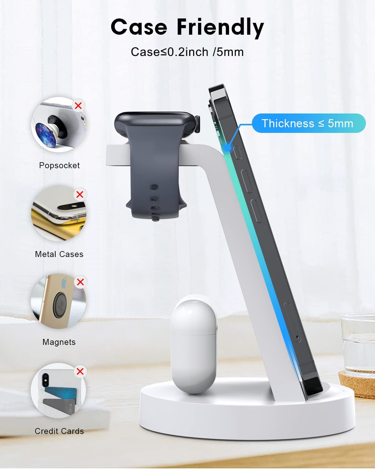 Charging Station for Iphone Multiple Devices: 3 in 1 Wireless Charger for Iphone 14 13 12 11 Pro X Max XS XR &8 plus - Charger Station Stand for Apple Watch Series 7/6/SE/5/4/3/2 & Airpods  shenzhenshijinzhizhuokejiyouxiangongsi   