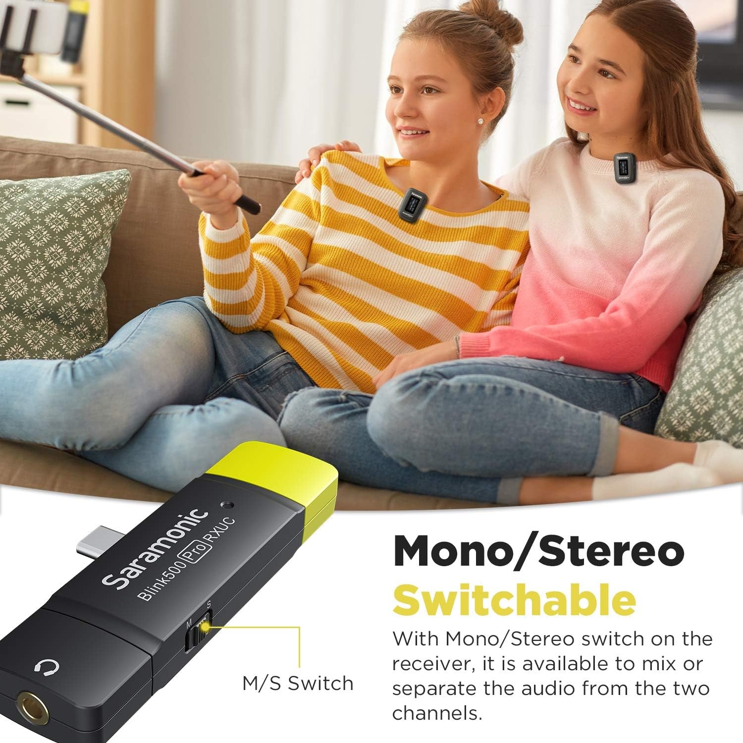 Saramonic Blink500 Pro Dual-Channel Wireless Lavalier Microphone with USB-C Receiver for USB-C Android Phone Laptop Tablet Video Audio Recording Facebook Youtube Podcast Vlog Interview (B6)  Saramonic   