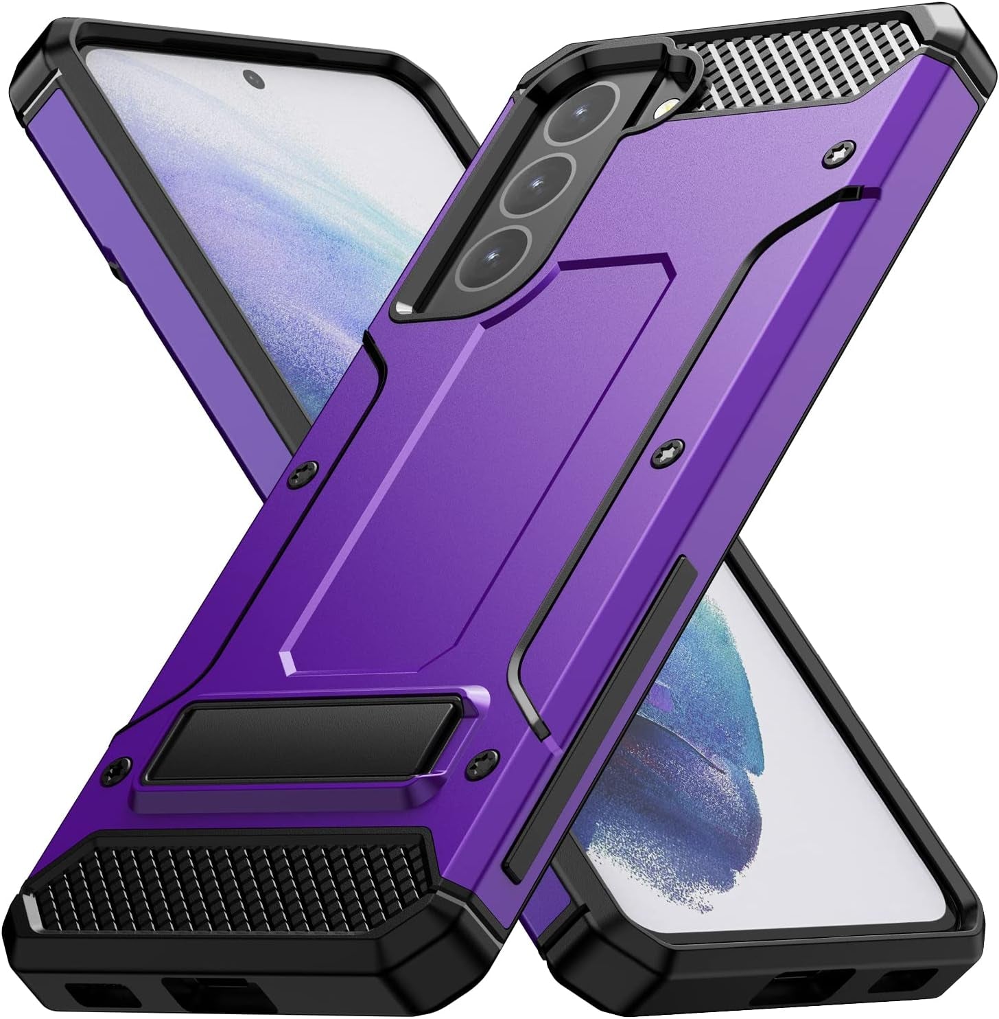 MMHUO for Samsung Galaxy S21 Case,Dual Layer Military Grade Drop Protection Galaxy S21 Case with Built in Kickstand Shockproof Protective Phone Case for Samsung Galaxy S21 5G,Red  MMHUO Purple  