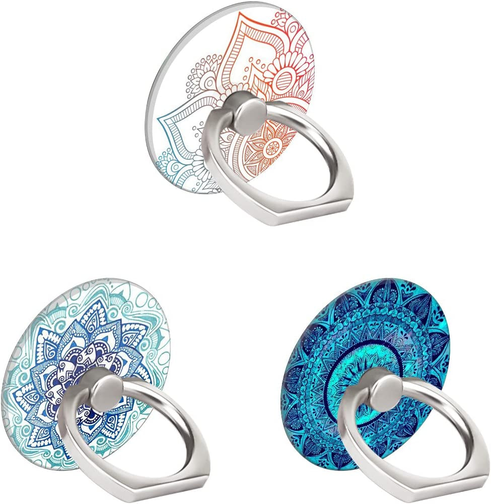 BF2JK Three Pack Cell Phone Ring Holder, 360°Rotation Finger Ring Stand Grip for Smartphones,Tablets,Pads (Mandala Flower)  BF2Jk   