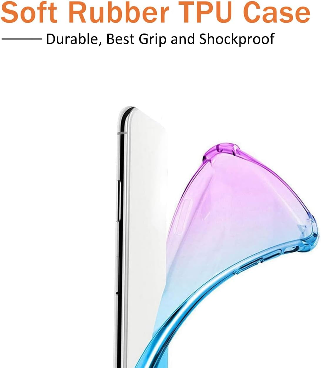 DFTCVBN Phone Case for Oneplus Nord CE 2 Lite 5G Case, CPH2381 Case with HD Screen Protector, Crystal Rainbow Gradient Slim Clear Phone Cover TPU Protective Case for Oneplus Ce 2 Lite 5G Purple/Blue  DFTCVBN   