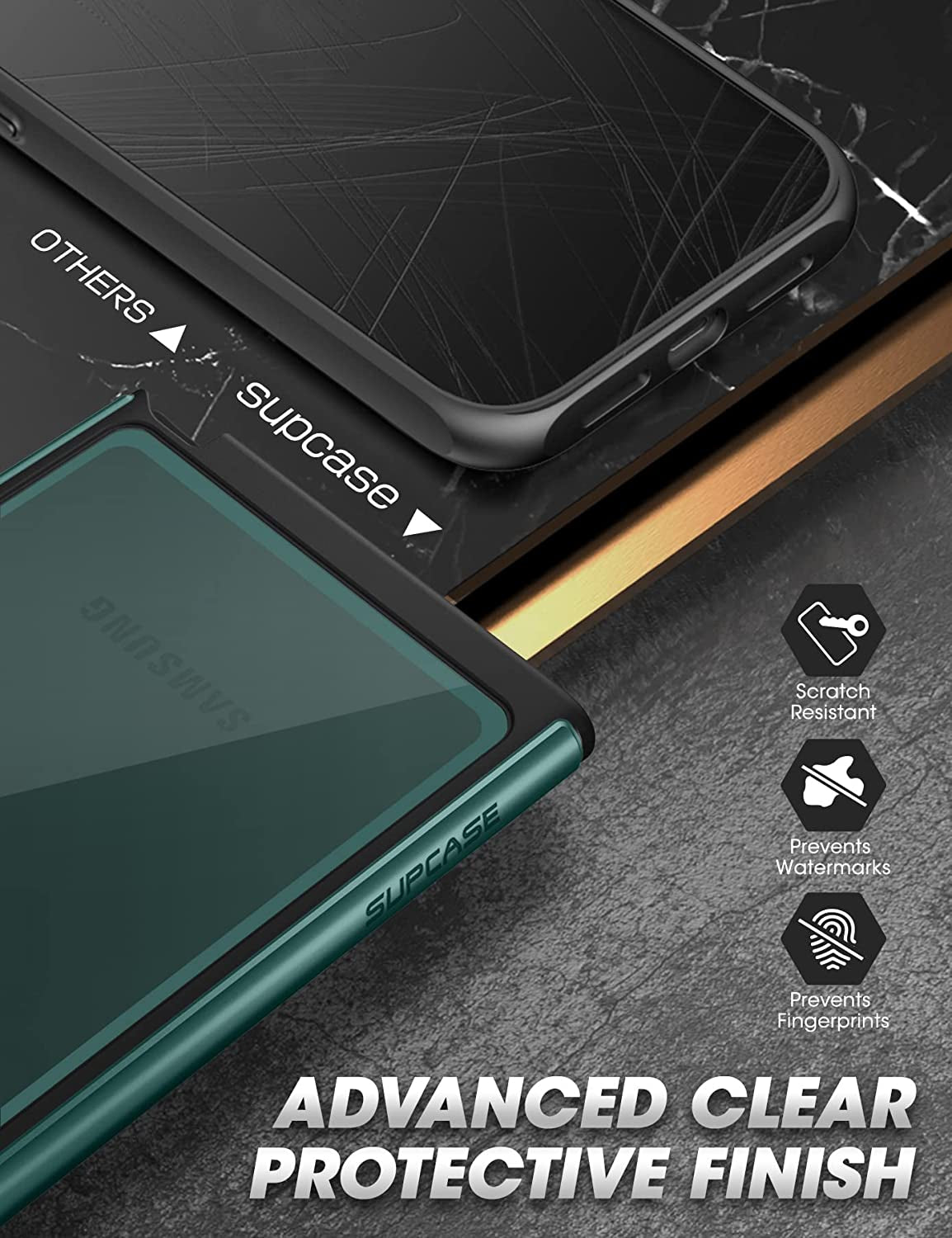 SUPCASE UB Edge Pro Series Case for Samsung Galaxy S22 Ultra 5G (2022 Release), Slim Frame Clear Protective Case with Built-In Screen Protector (Peacock)  SUPCASE   