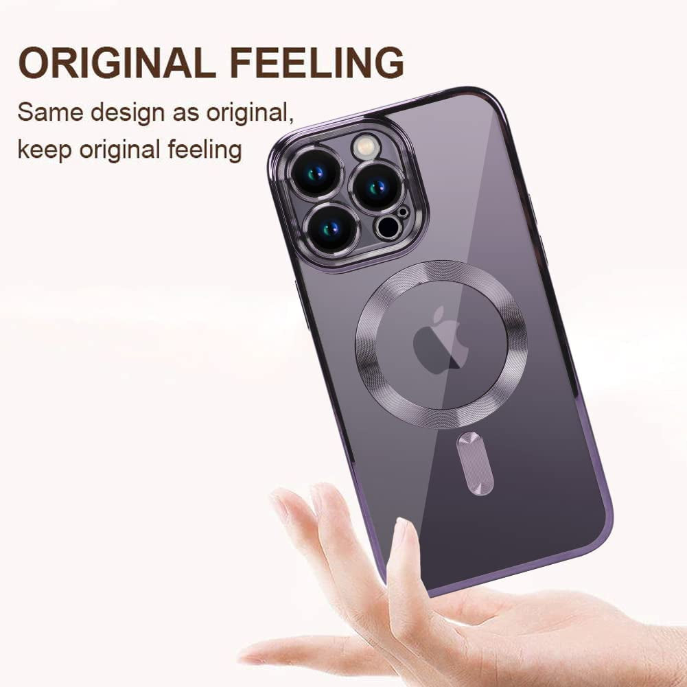ZIYE Magnetic Case for Iphone 14 Pro Max Case [Compatible with Magsafe] Camera Lens Protector Plating Luxury Cover for Women Men Clear Soft TPU Shockproof Protective Phone Case - Purple  ZIYE   