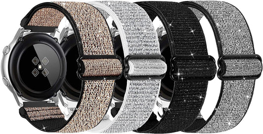 Quick Release Band Shiny Elastic Nylon Band Compatible with Samsung Galaxy Watch 5 Pro 45Mm/Galaxy Watch 5 /Galaxy Active 40Mm / Galaxy Watch 3 41Mm / Galaxy Watch 42Mm / Galaxy Watch 4 44Mm 40Mm / Galaxy Watch 4 Classic 46 Mm 42 Mm, 20Mm  URU Shield   