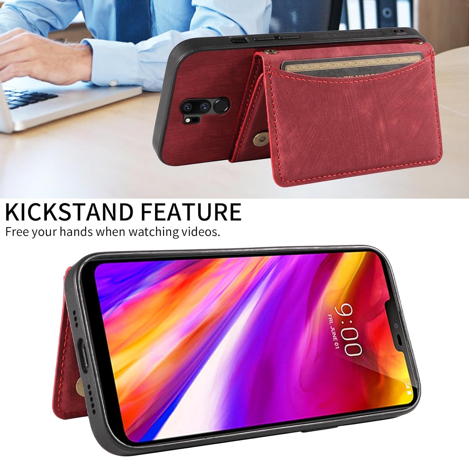 Phone Case for LG G7 Thinq Wallet Cover with Crossbody Shoulder Strap and Leather Credit Card Holder Pocket Slim Stand LGG7 One G 7 plus LG7 Fit Lg7Thinq 7G Thin Q G7+ G7Thinq Lgg7Thinq Girls Red  Dswteny   
