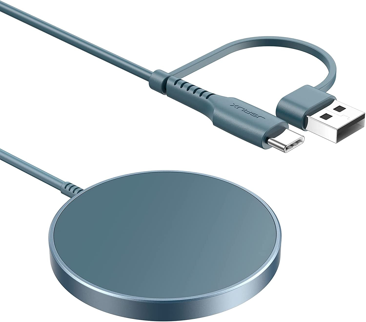 JSAUX Magnetic Wireless Charger Compatible with Mag-Safe Charger/Iphone 14/14 Pro/14 Plus/14 Pro Max/Iphone 13/13 Pro/13 Pro Max/13 Mini/Iphone 12, Magnetic Wireless Charging Pad, Mag Charger (Blue)  Shenzhen Wuyishi Technology Co.,Ltd Blue With Kickstand 