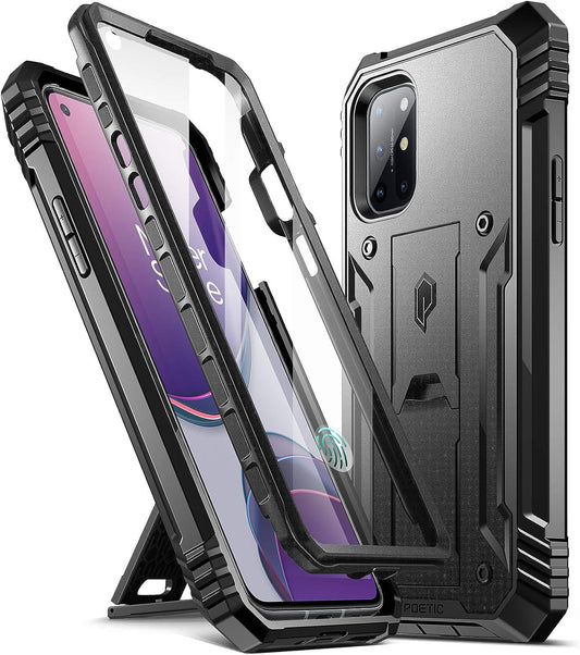 Poetic Revolution Series Designed for Oneplus 8T Case, Full-Body Rugged Dual-Layer Shockproof Protective Cover with Kickstand and Built-In-Screen Protector, Black  Poetic   