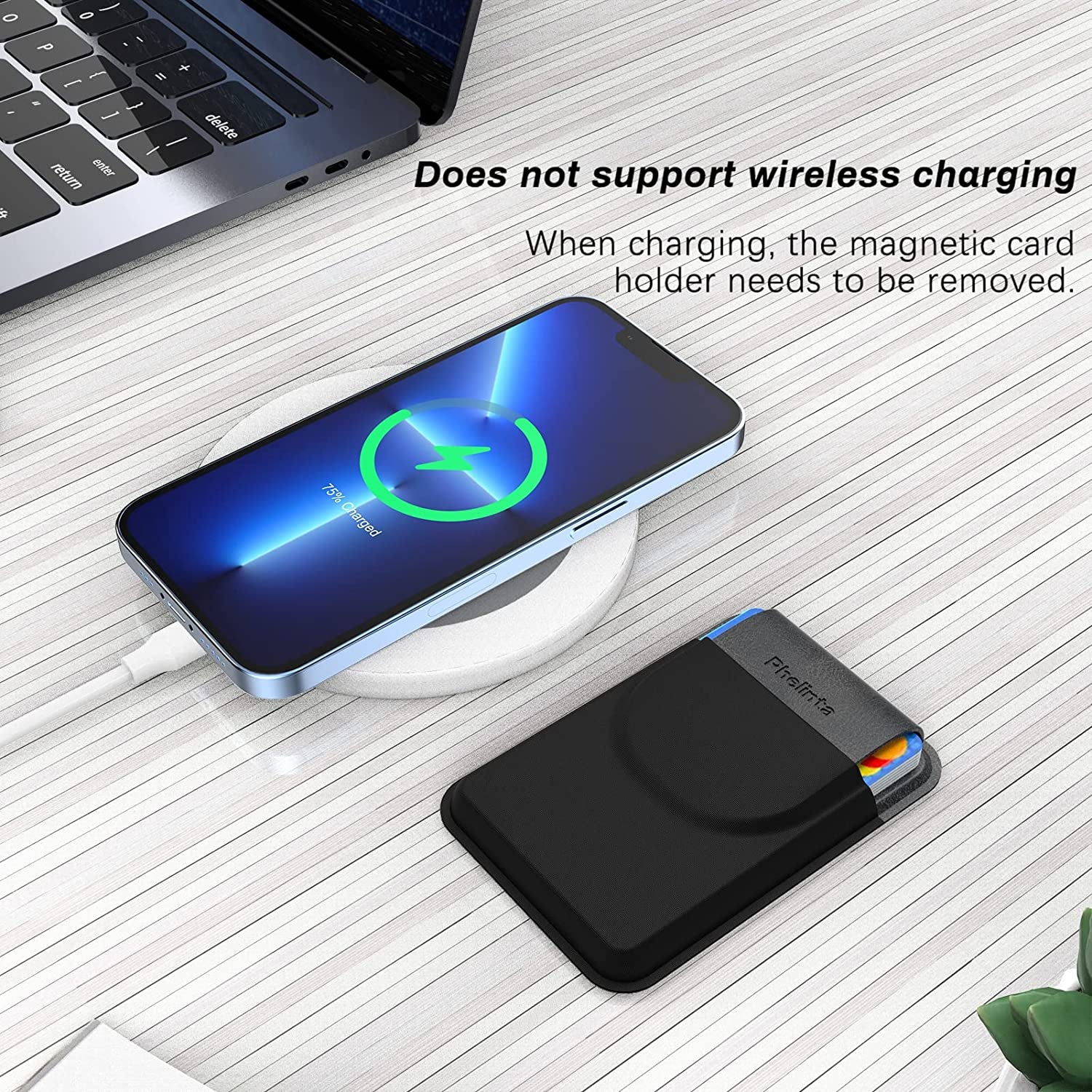 Magnetic Wallet for Iphone 14 13 12 Series, for Mag-Safe Wallet Card Holder Compatible with Iphone 14 Pro Max/14 Plus/14/13 Pro Max/13/12 Pro Max/12, Stretchy Fabric Magnetic Card Holder with Flap  Phelinta   