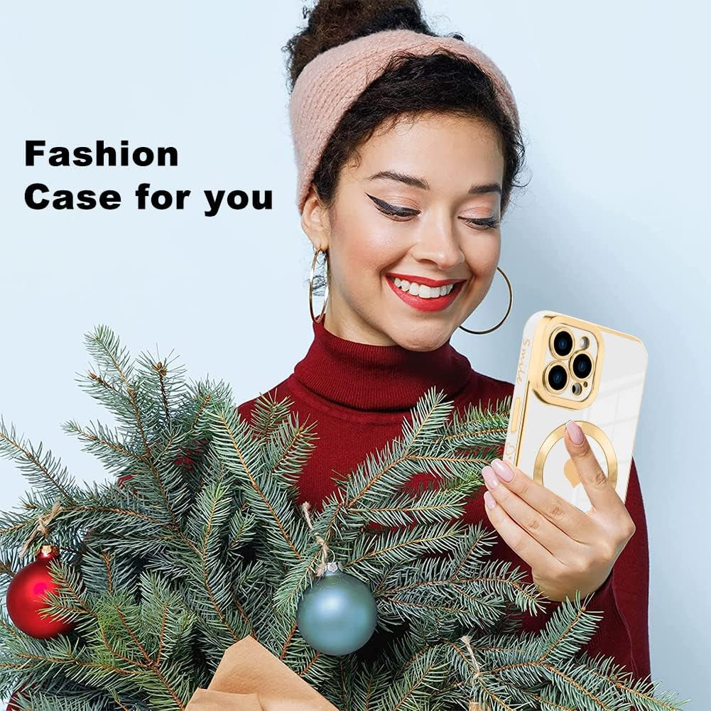 Fiyart Magnetic Case for Iphone 12 Pro Max Compatible with Magsafe Wireless Charging,Cute Love Heart Phone Case with Camera Screen Protector for Women Girls Men for Iphone 12 Pro Max 6.7"- White  Fiyart   