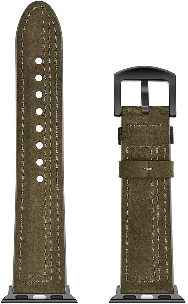 Compatible for Apple Watch 42Mm 44Mm 45Mm Leather Band Sport Replacement Strap for Iwatch Series 7 6 SE 5 4 3  Lerxiuer   