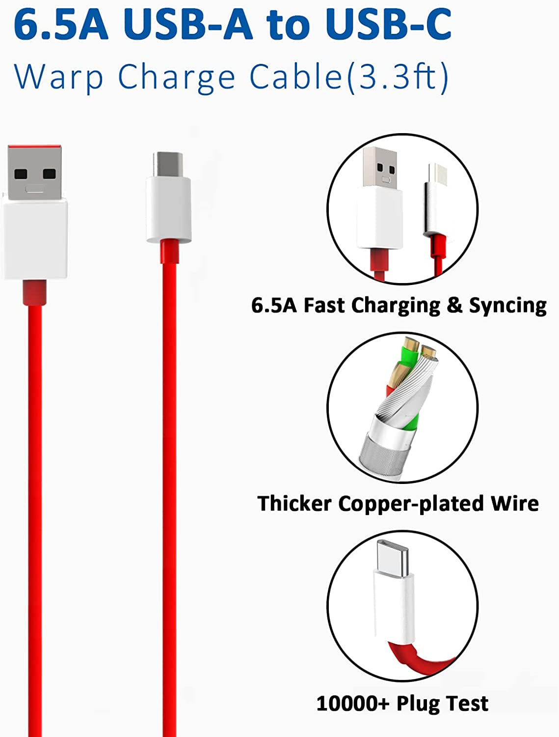 Warp Charger 65W for Oneplus 9R/9RT 5G/9/9 Pro, Oneplus Charger Warp Charge for Oneplus Nord 2 5G/8T/8T+ 5G,USB Wall Plug Block Replacement with Warp Charging USB a to C Cable（3.3Ft）  Shenzhen good-she technology Co., Ltd.   
