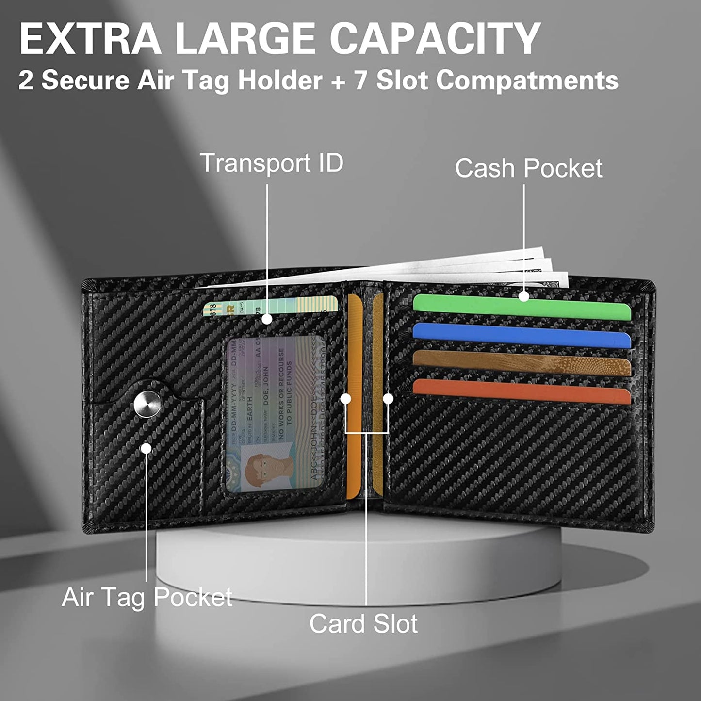 GIPUSSON Slim Leather Wallet for Men Airtag Hidden,Large Bifold Mens Wallet RFID Blocking with ID Windows,Credit Card Holder for Men Wallet  GIPUSSON   