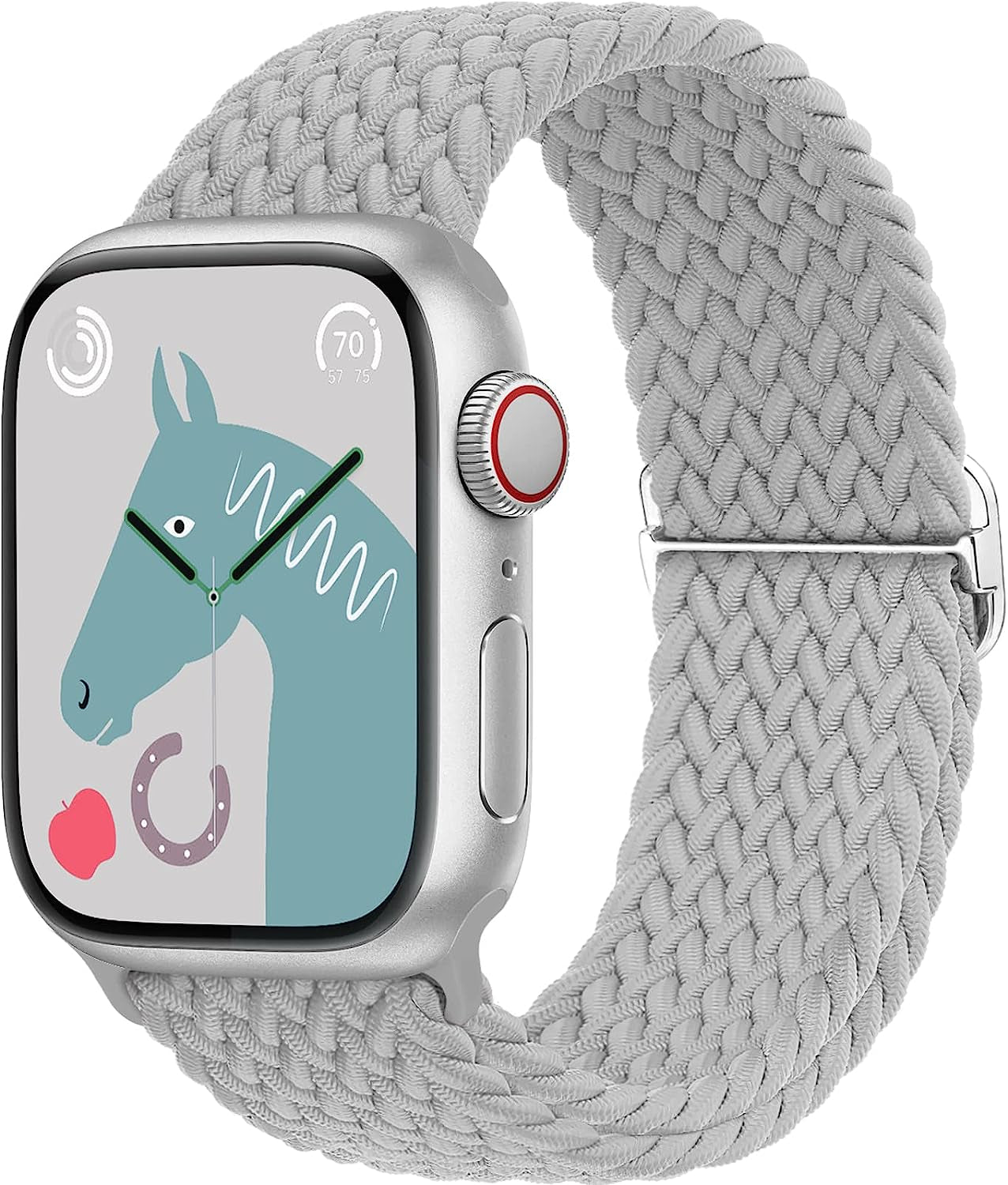 Transjoy Braided Stretchy Adjustable Watch Band for Apple Watch Band 38Mm 40Mm 41Mm 42Mm 44Mm 45Mm for Women Men, Soft Nylon Elastic Straps Solo Loop Wristbands for Iwatch Series 8 7 6 SE 5 4 Ultra  TransJoy Light Grey 42MM/44MM/45MM/49MM 