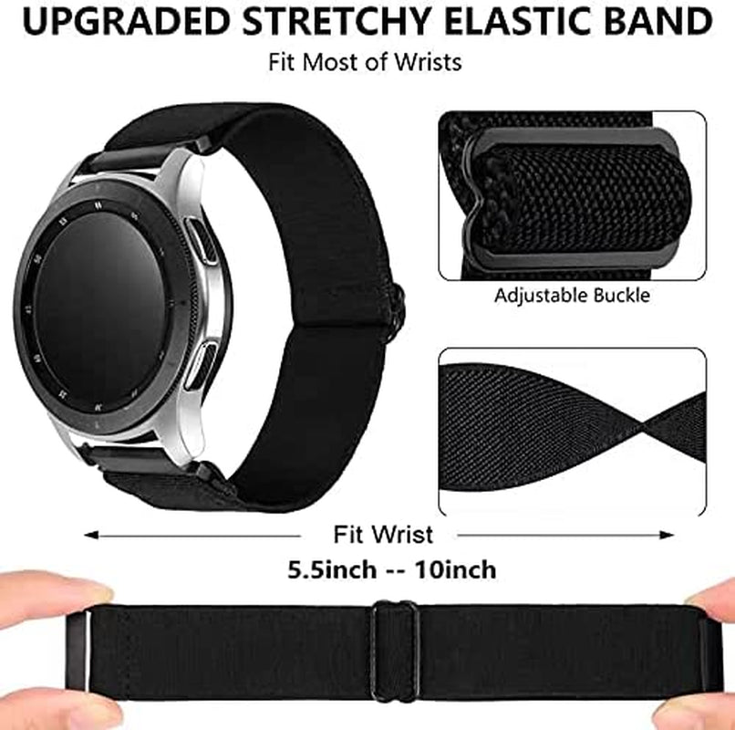 XRHWW 5 Pack 20Mm Stretchy Nylon Loop Watch Bands Compatible with Samsung Galaxy Watch Active 2 44Mm 40Mm/Active 40Mm/Galaxy Watch 3 41Mm/Galaxy Watch 42Mm/Galaxy Watch 4 44Mm 40Mm/Galaxy Watch 5 44Mm 40Mm/Pro 45Mm  XRHWW   