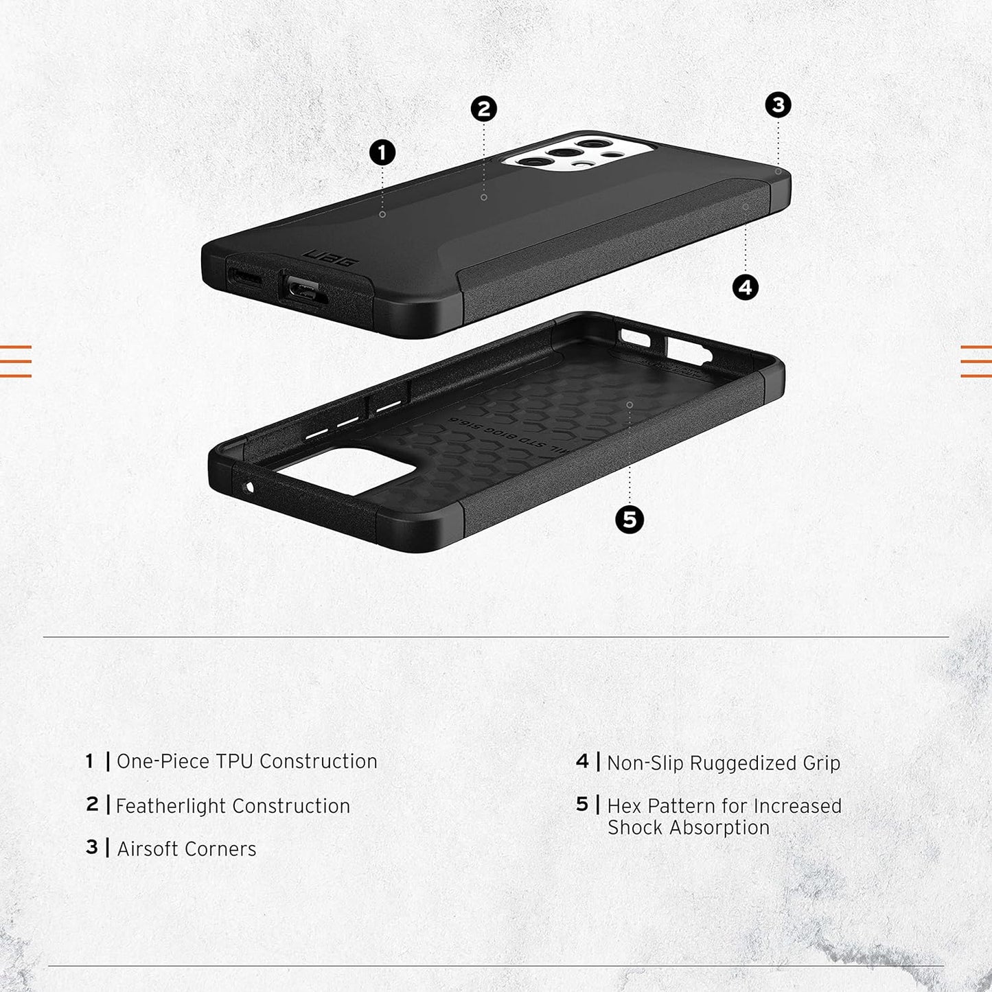 URBAN ARMOR GEAR UAG Designed for Samsung Galaxy A53 5G (SM-A536) Case [6.5-Inch Screen] Scout Rugged Sleek Shockproof Lightweight Military Drop Tested Protective Cover, Black  URBAN ARMOR GEAR   