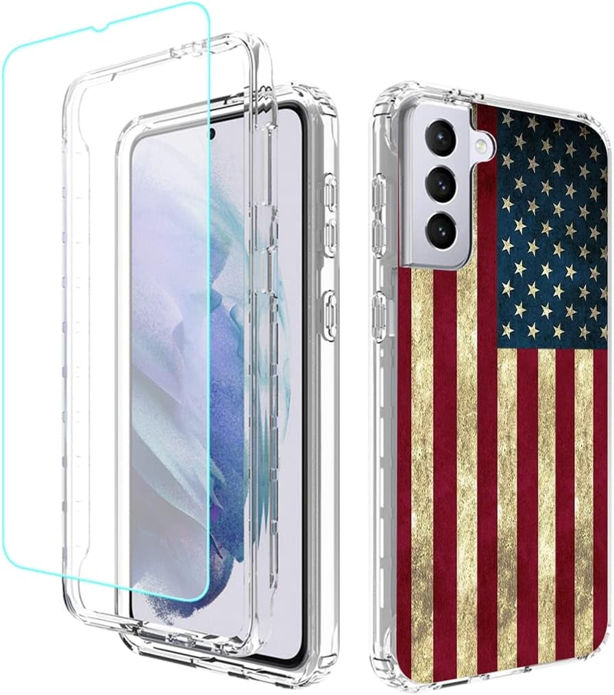 Tothedu Case for Galaxy S21 plus 5G 6.7" Case, Samsung S21 plus (2021) Phone Case, Shock Absorption Dual Layer Heavy Duty Protective Cover Rugged Cases for Samsung Galaxy S21 plus (Purple/Marble)  Tothedu 3In1 Usa Flag  