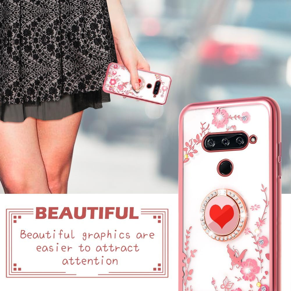 Easyscen Case for LG V40 Thinq, Red Heart Butterfly Cute Girls Phone Case Soft Silicone Clear Case for Girls Women, Thin Slim Lightweight Pro Tective Bumper Cover for LG V40 Thinq - Butterfly  xinchuang   