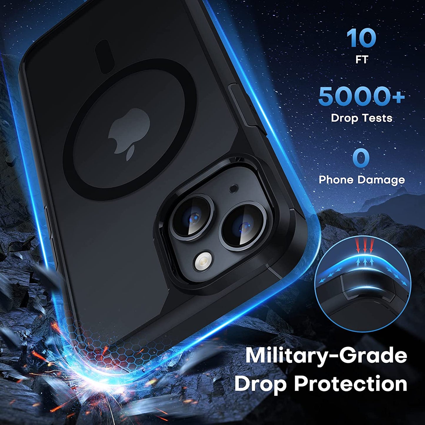 TAURI 5-In-1 Magnetic Designed for Iphone 14 Case for Iphone 13 Case, [Compatible with Magsafe] with 2 Screen Protector +2 Camera Lens Protector, Shockproof Phone Case for Iphone 13/14, Black  TAURI   