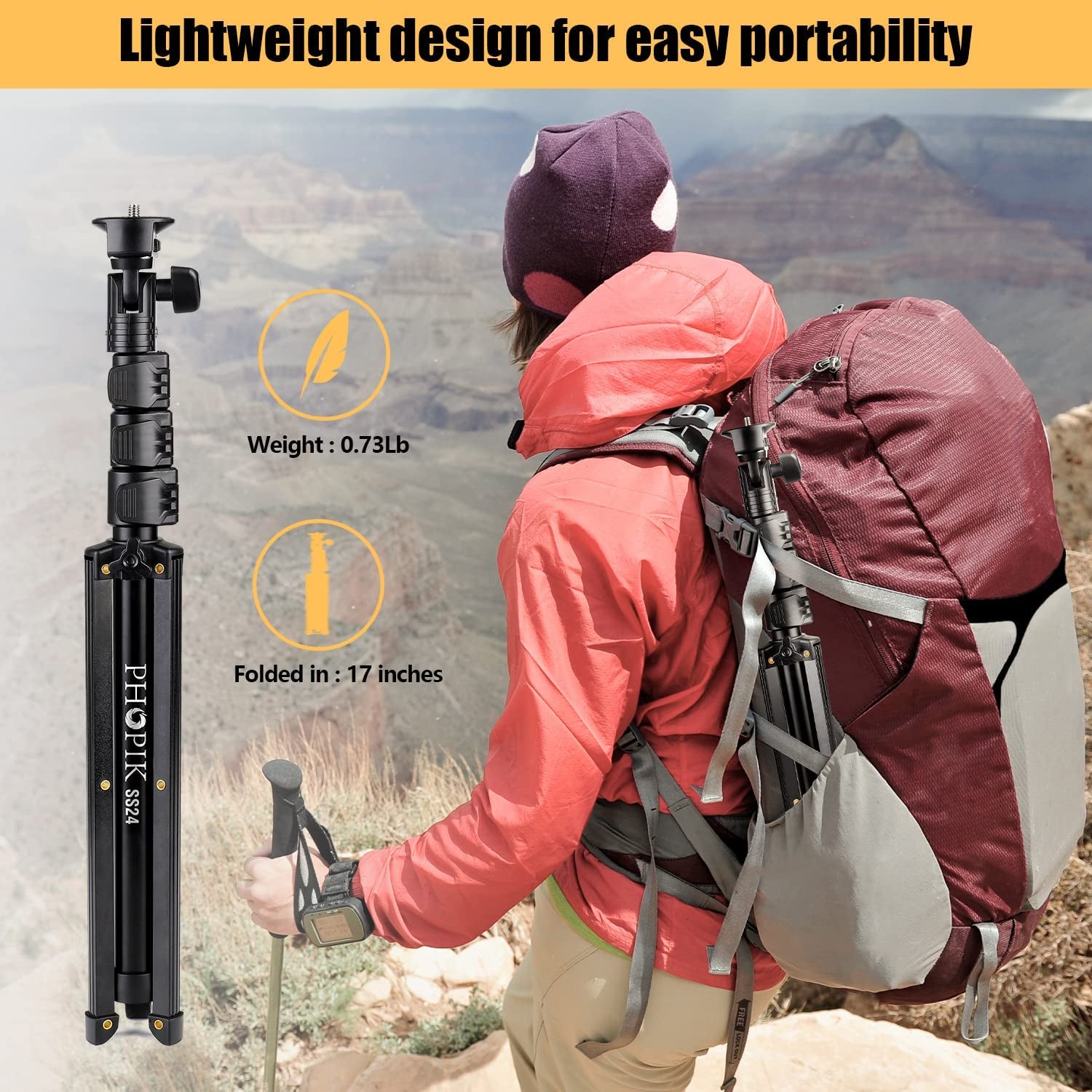 PHOPIK Phone Tripod Stand : Selfie Stick Tripod,Phone Tripod Extendable Camera & Cell Phone Tripod Stand for Iphone & Android Phone, Heavy Duty Aluminum, Lightweight  PHOPIK   