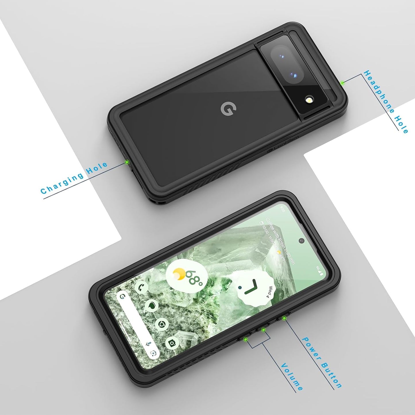 Lanhiem Pixel 8 Case, IP68 Waterproof Dustproof Case with Built-In Screen Protector, Rugged Full Body Shockproof Protective Clear Cover for Google Pixel 8 6.2 Inch, Black  Lanhiem   