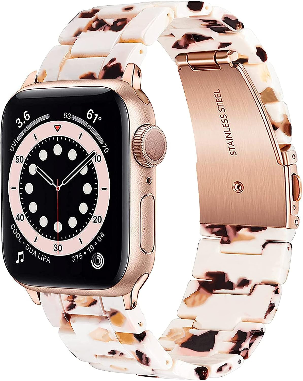 NYENEIL Compatible with Apple Watch Band 38Mm 40Mm 41Mm 42Mm 44Mm 45Mm Ultra 49Mm for Iwatch SE Lightweight Resin Wristband Bracelet Strap Series 8 7 6 5 4 3 2 1 Mens Womens  NYENEIL Nougat 42MM/44MM/45MM/49MM 