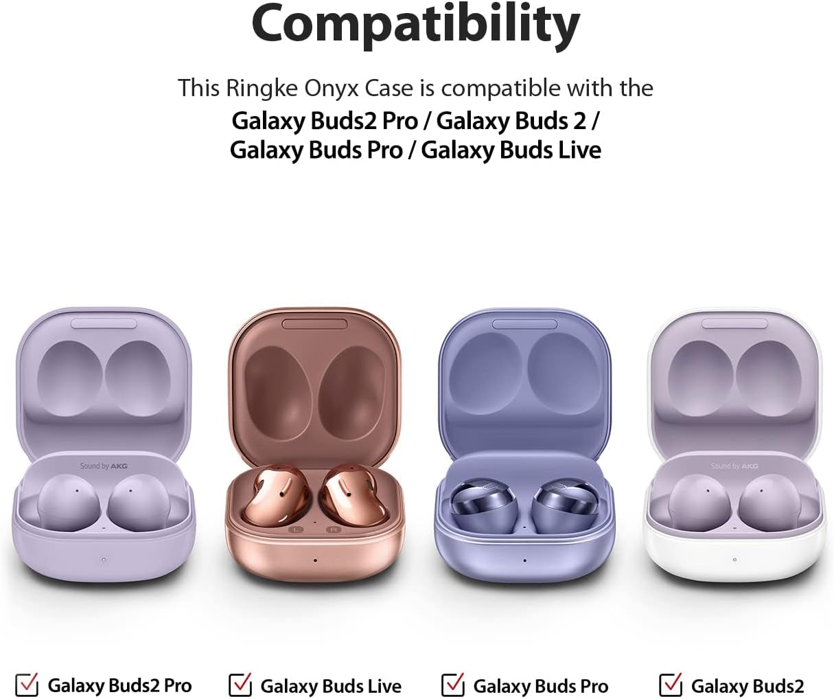 Ringke Onyx [Anti-Fingerprint Technology] Compatible with Samsung Galaxy Buds 2 Pro Case, Galaxy Buds 2, Galaxy Buds Pro, and Galaxy Buds Live, Rugged Shockproof Cover for Galaxy Buds2 Pro - Purple  Rearth   