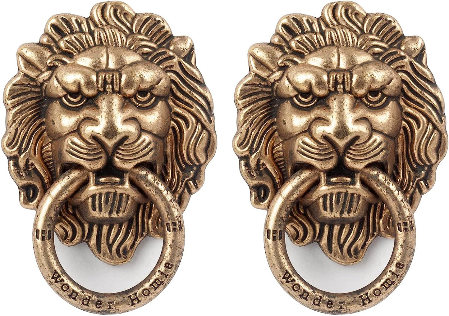 [2 Pack] Lion Head Cell Phone Ring Holder Stand, 360 Degree Rotation Finger Ring Kickstand with Polished Metal Phone Grip for Magnetic Car Mount, Smartphone Accessories（Black Gold）  Wansurs   