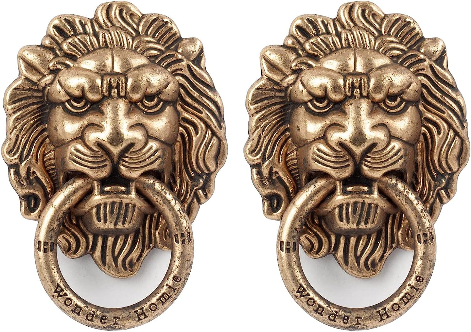 [2 Pack] Lion Head Cell Phone Ring Holder Stand, 360 Degree Rotation Finger Ring Kickstand with Polished Metal Phone Grip for Magnetic Car Mount, Smartphone Accessories（Black Gold）  Wansurs   