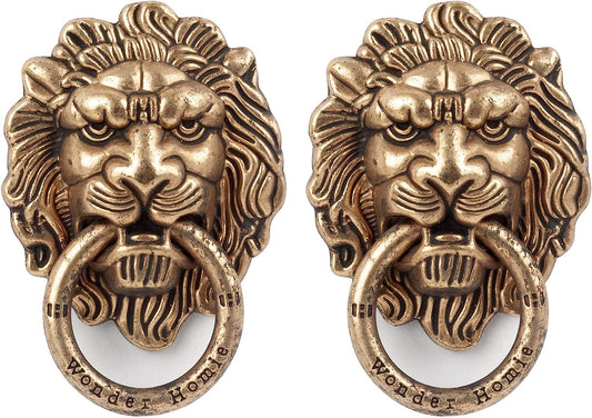 [2 Pack] Lion Head Cell Phone Ring Holder Stand, 360 Degree Rotation Finger Ring Kickstand with Polished Metal Phone Grip for Magnetic Car Mount, Smartphone Accessories（Black Gold）  Wansurs   