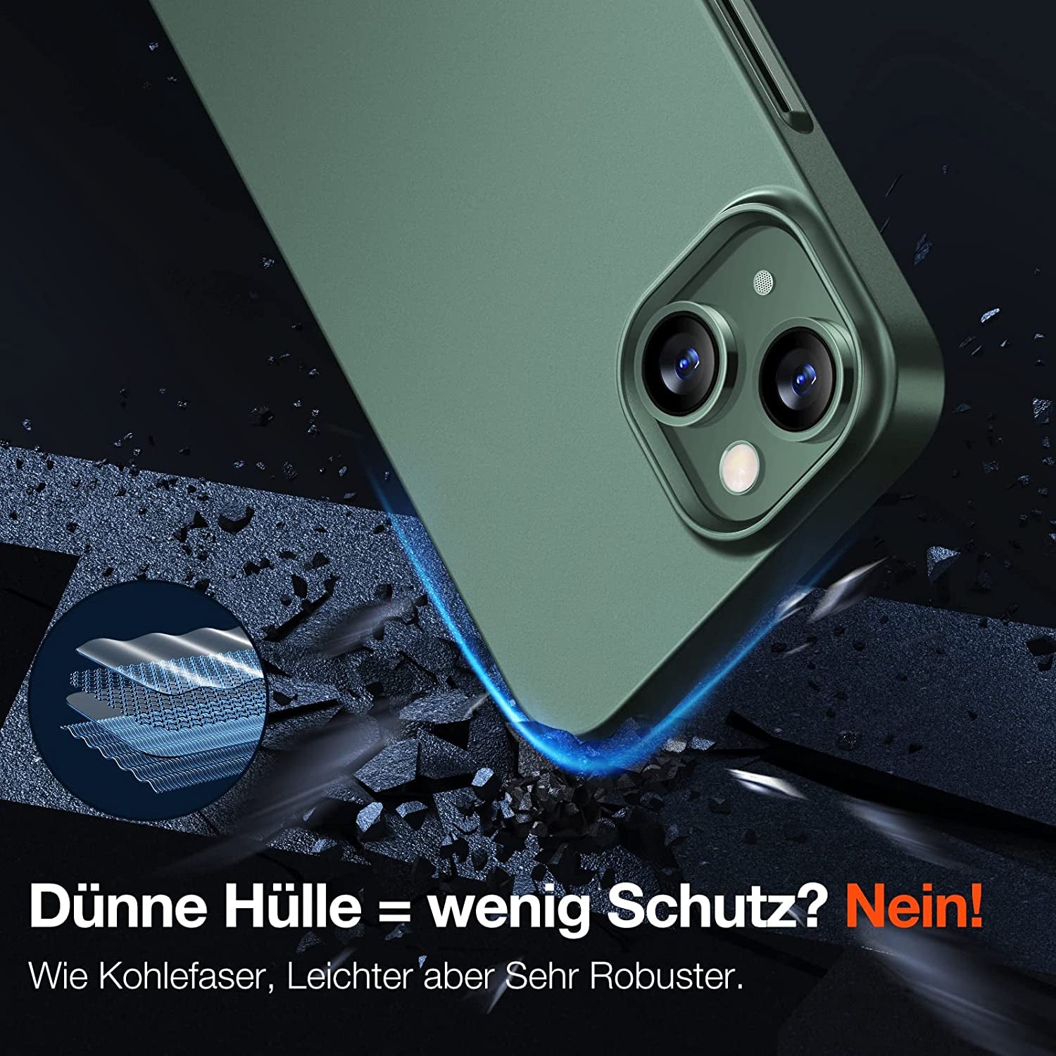 TORRAS Slim Fit for Iphone 14 Case/Iphone 13 Case, Ultra-Thin Sturdy Protective Cover with Anti-Scratch & No Fingerprint Hard Plastic Super Slim Phone Case for Iphone 14/13 Inch, Midnight Green  TORRAS   