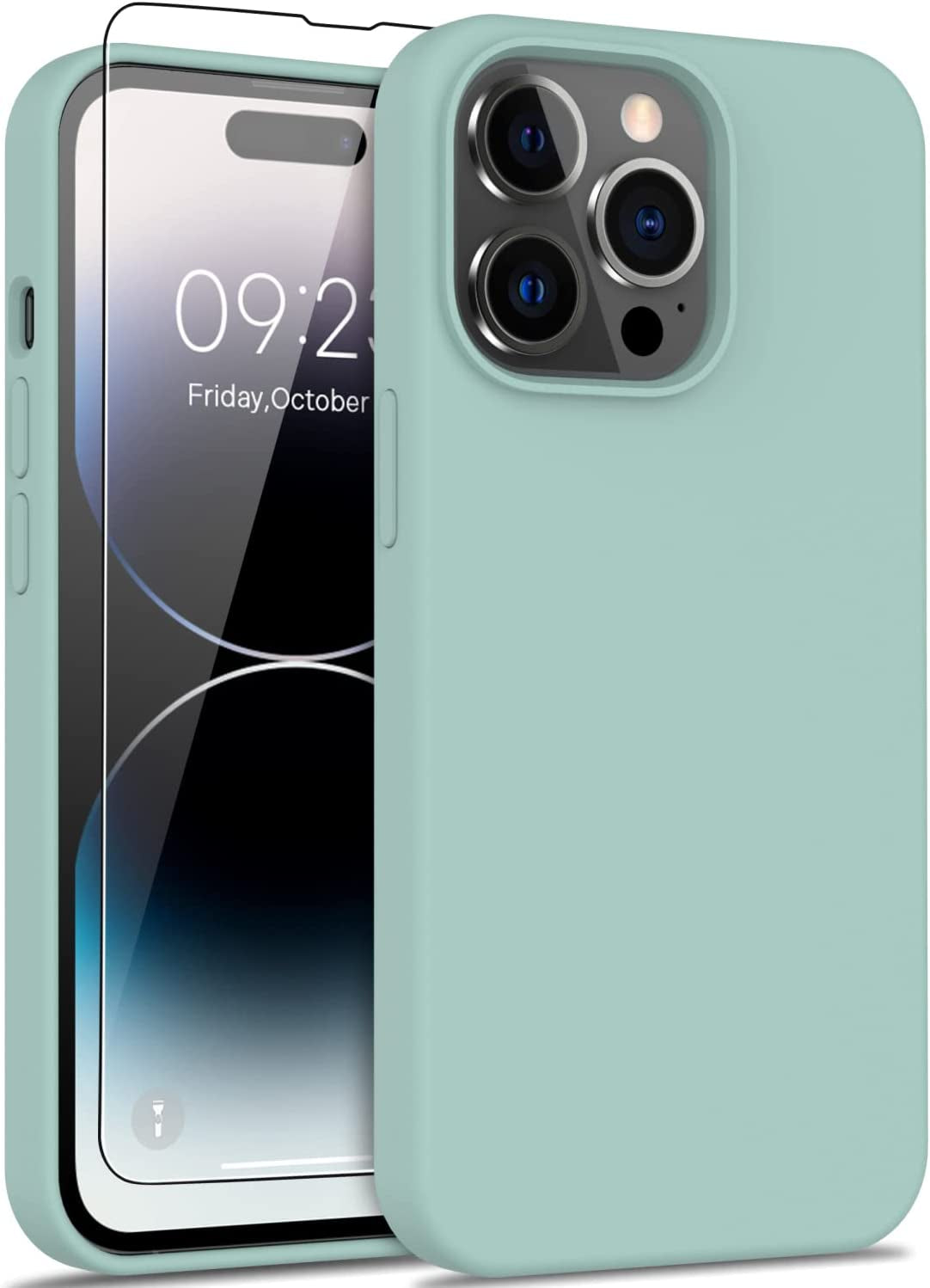DEENAKIN Iphone 14 Pro Case with Screen Protector,Soft Flexible Silicone Gel Rubber Bumper Cover,Slim Fit Shockproof Protective Phone Case for Iphone 14 Pro 6.1" Black  DEENAKIN Mint Green Iphone 14 Pro Max 6.7"(Large) 