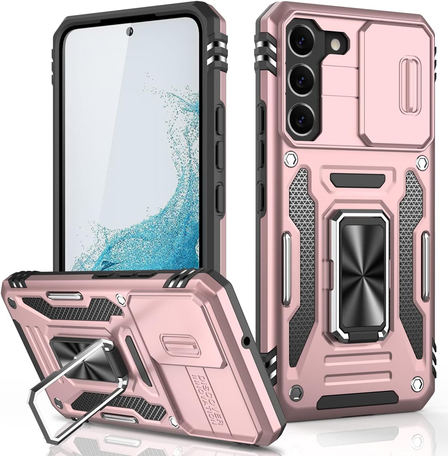 LUMARKE Galaxy S22 plus Case with Camera Cover,Samsung S22 plus Cover Pass 16Ft Drop Test Military Grade Heavy Duty Protective Phone Case with Kickstand for Samsung Galaxy S22 plus Black  LUMARKE Rose Gold Galaxy S22 Plus 6.6''-M 
