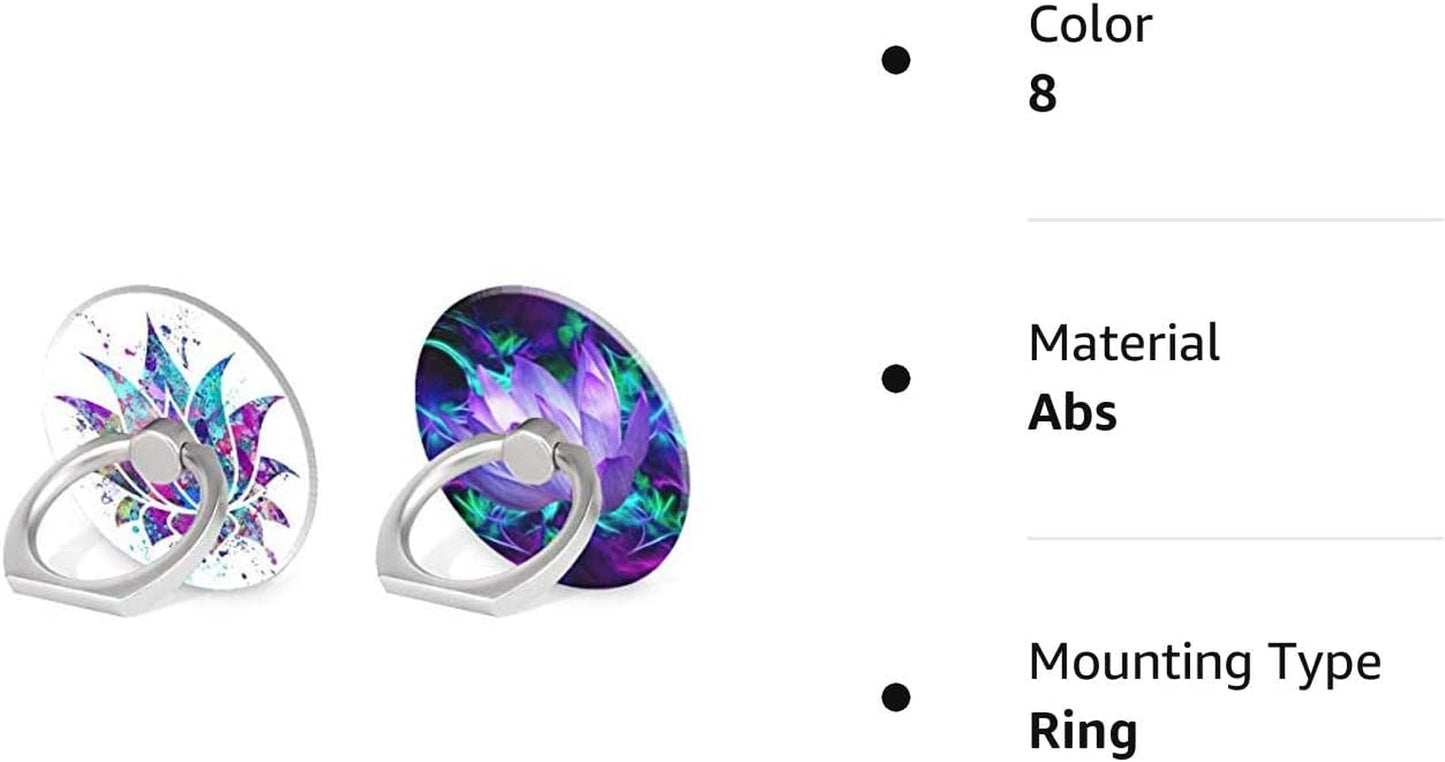 BYBART Phone Ring Holder, 2PCS Metal 360° Rotation Phone Grip Kickstand Universal Finger Ring Stand Compatible with All Smartphone Tablet - Purple Lotus Flower  BYBART   
