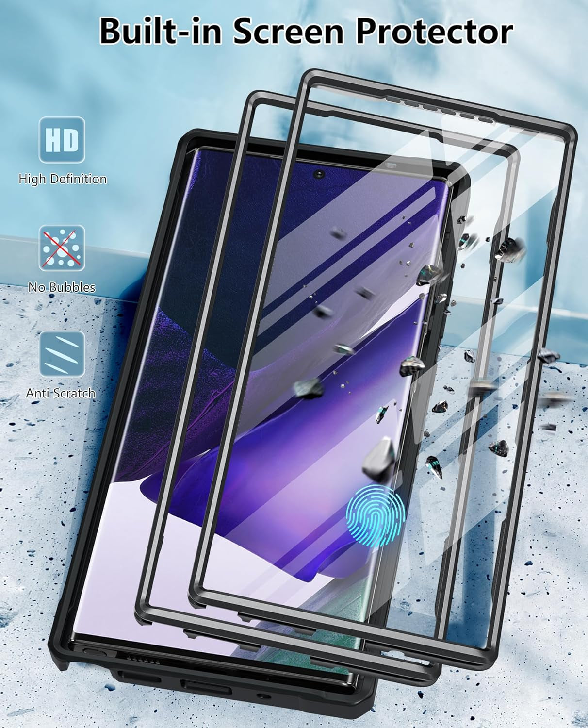 FNTCASE for Samsung Galaxy Note-20-Ultra Case: with Belt-Clip Holster & Built-In Screen Protector & Kickstand, Full-Body Dual Layer Rugged Heavy Duty Shockproof Protective Cell Phone Cover 5G-Black  FNTCASE   