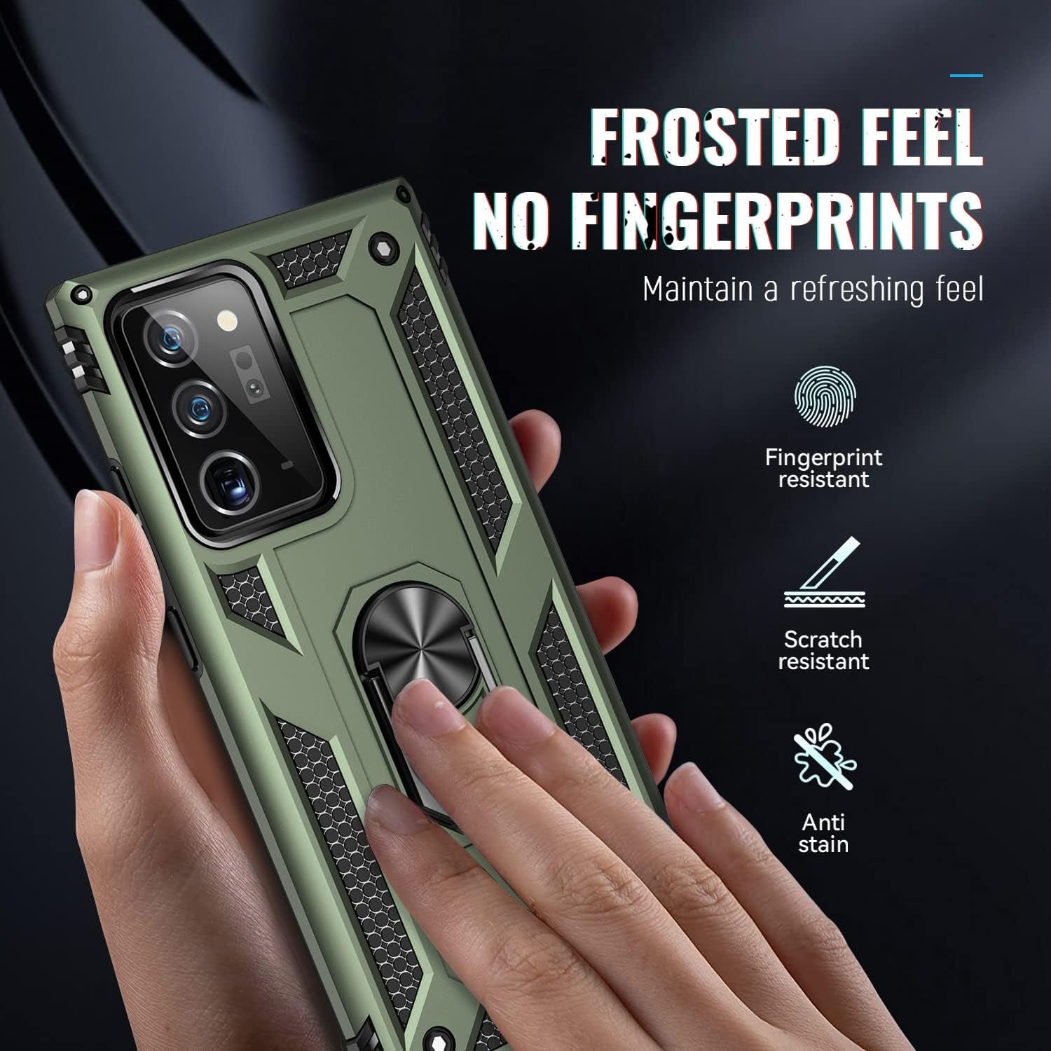 UKLCCU Case for Note 20 Ultra Phone Case Samsung Note 20 Ultra Case with Kickstand, Heavy Duty Armor Case Built-In 360° Rotate Ring Stand for Samsung Galaxy Note 20 Ultra - Green  UKLCCU   