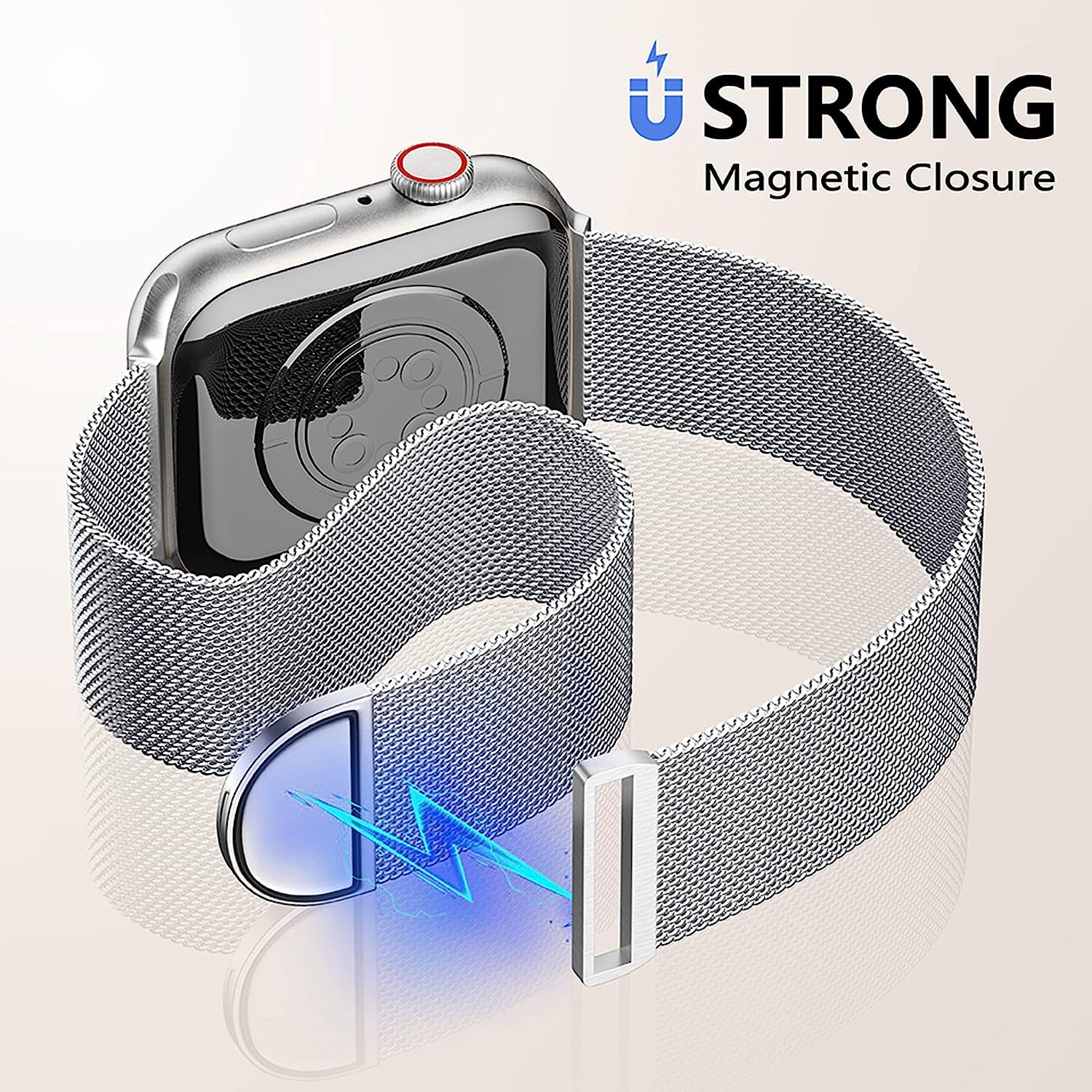 Zedoli Metal Band Compatible with Apple Watch Bands 40Mm 38Mm 41Mm 45Mm 44Mm 42Mm 49Mm for Women Men, Stainless Steel Milanese Mesh Loop Magnetic Wristbands for Iwatch Series 8 7 6 5 4 3 2 1 SE Ultra  Zedoli   