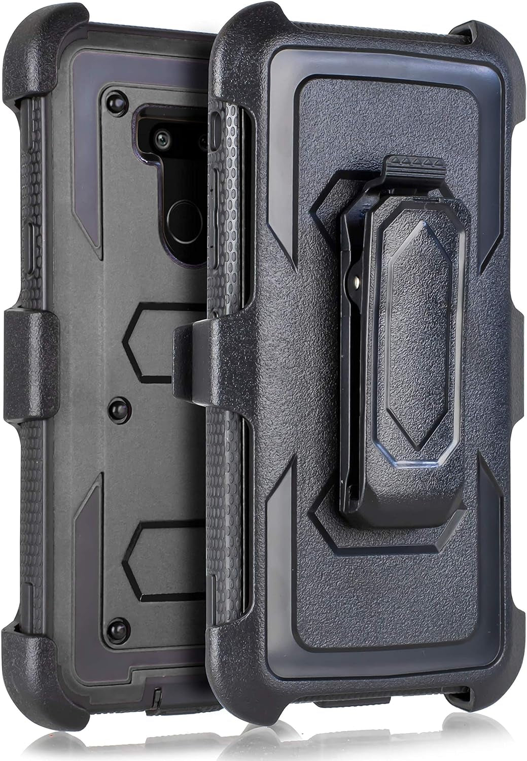 For LG G8 Thinq Case, LG G8 Case, W/Built-In [Screen Protector] Heavy Duty Full-Body Armor Case [Belt Clip Holster][Kickstand] (Black)  mstechcorp   